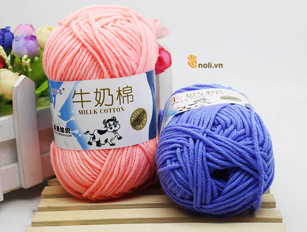 Len milk bò 50g mềm mịn, tơi xốp, nhiều màu dành cho người mới bắt đầu học đan móc khăn áo, thú bông, túi xách