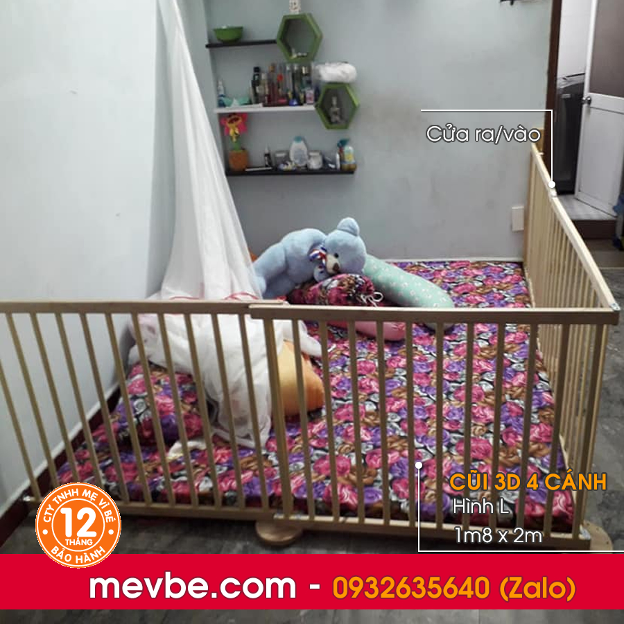 Cũi quây 3d 4 cánh xuất khẩu - Mẹ Vì Bé