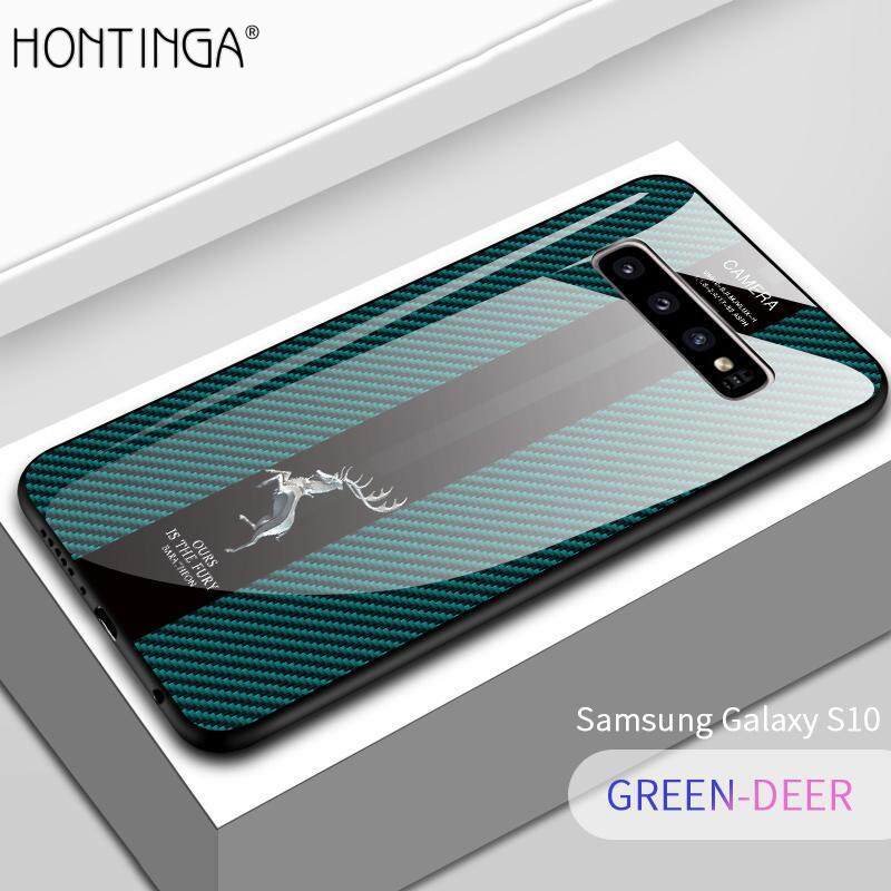 Dragon And Deer Luxury Fashion Shockproof Tempered Glass Case For Samsung Galaxy S10 S10 Plus + S10E Case TPU Protective Hard Casing cover