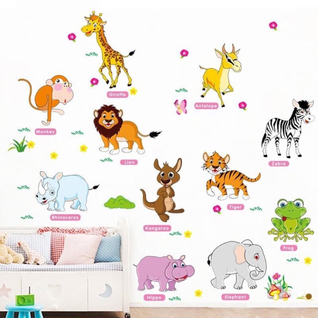 Decal dán tường Thú Tiếng Anh 2
