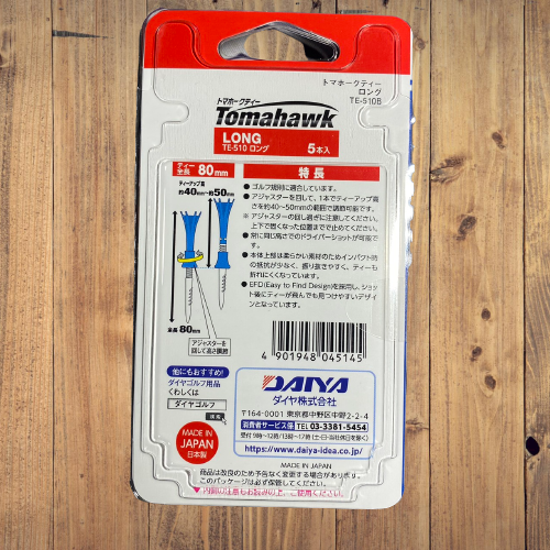Tee Golf Chính HãngTomahawk Spiral Nhật Bản, Dài 8cm - 4cm, Điều chỉnh Độ Cao 1cm