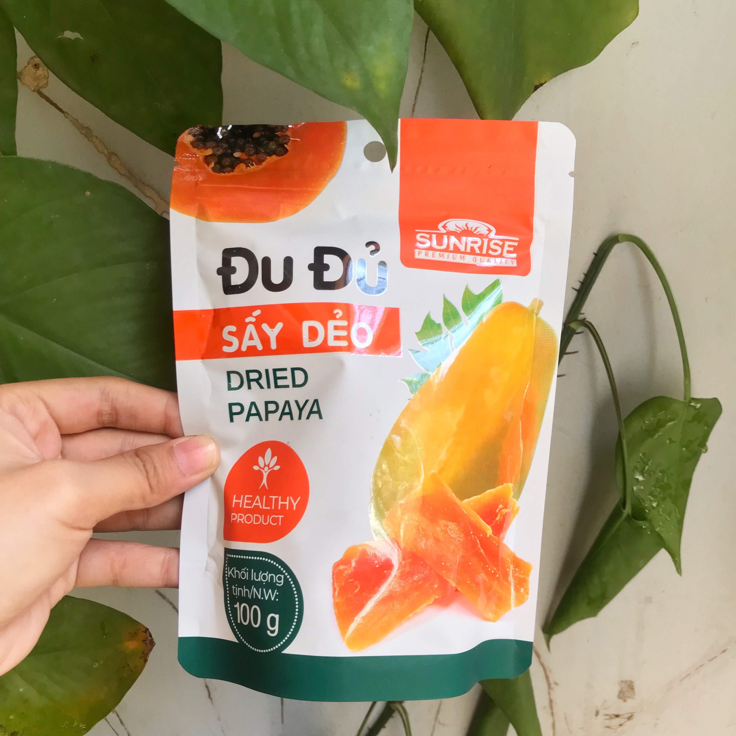Đu Đủ Sấy Dẻo Sunrise Dried Papaya (Túi Zip 100g)