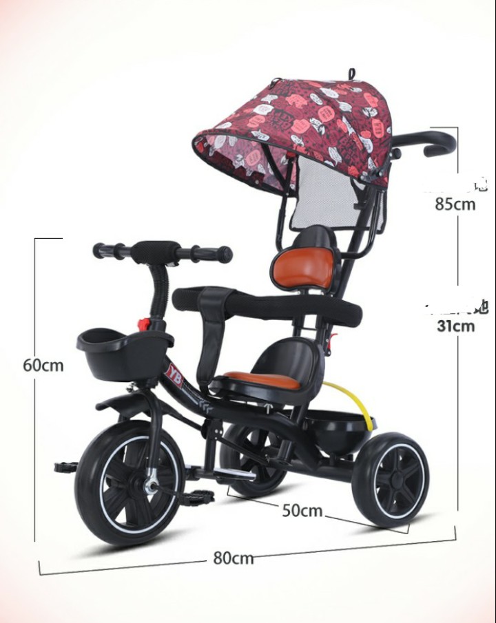 Xe đạp 3 bánh có mái che và tay đẩy