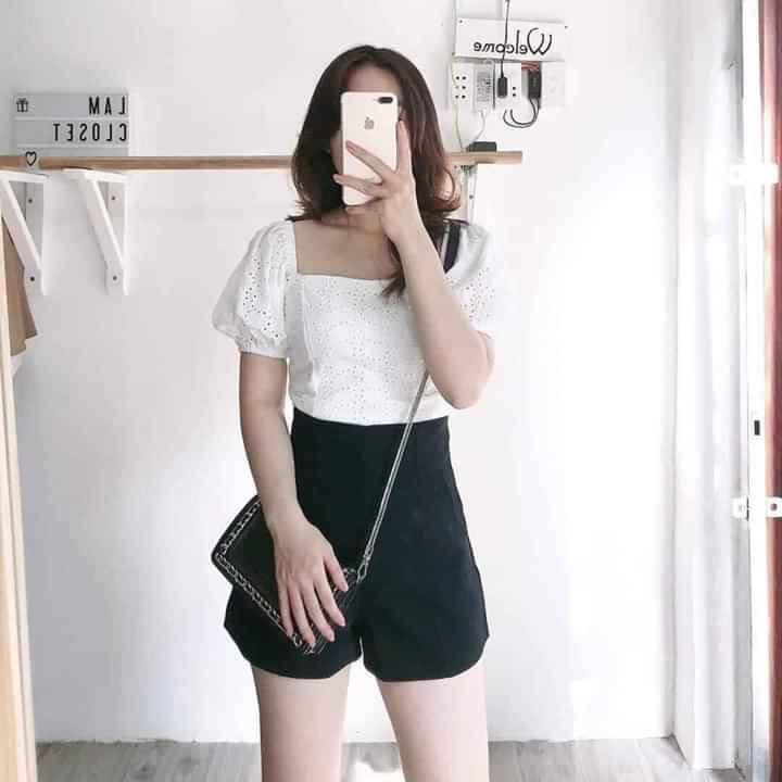 Quần short nữ lưng cao thanh lịch dễ phối đồ- phong cách nữ tính