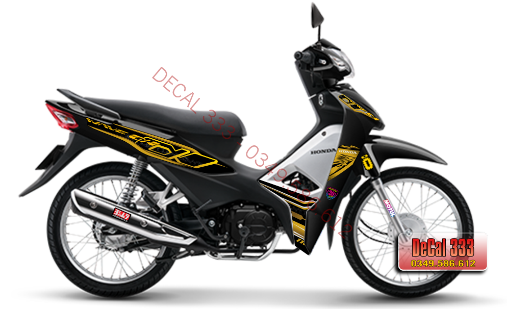 TEM WAVE ALPHA 110 - VÀNG ĐỒNG đen - dán xe đen 831442