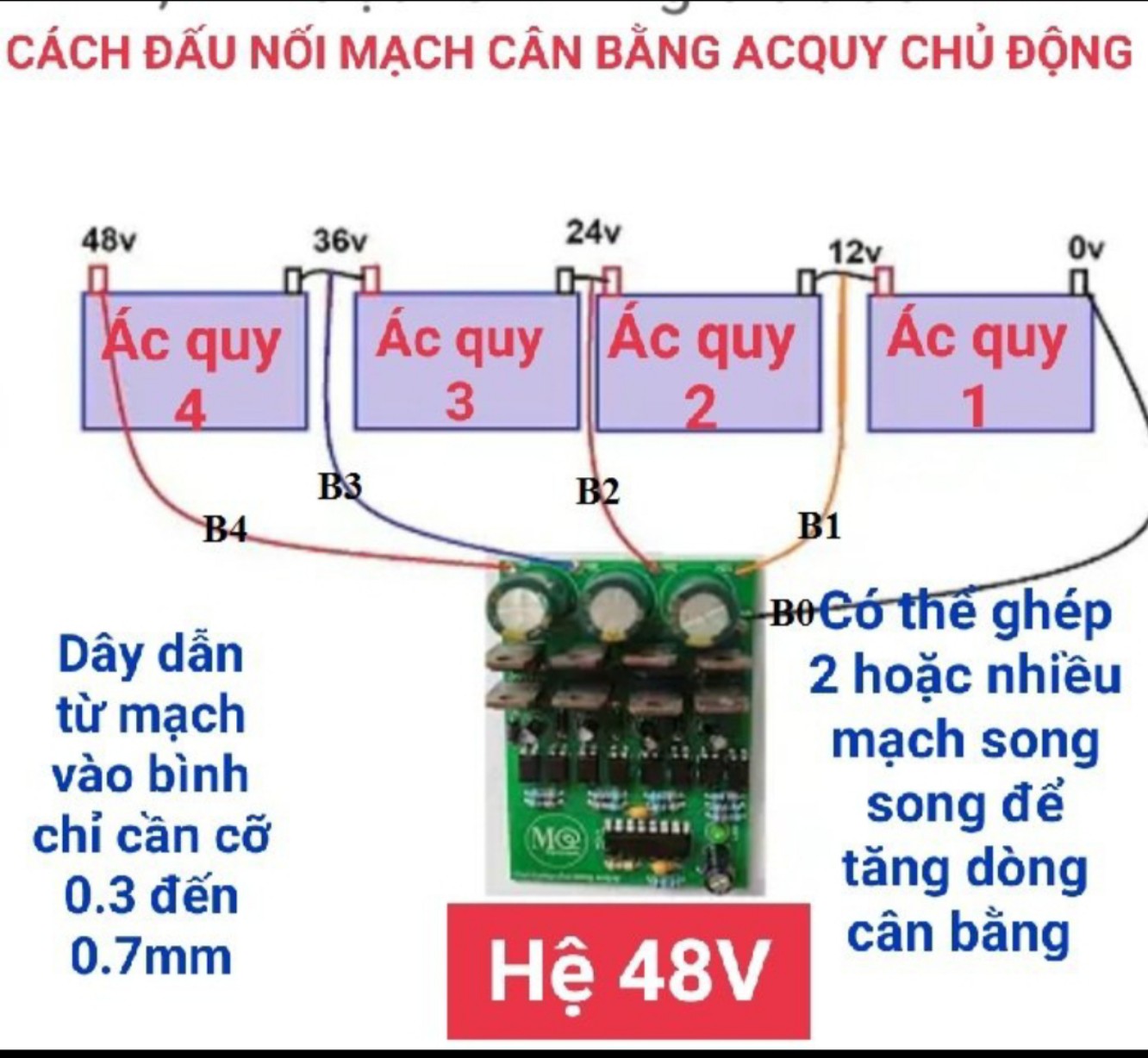 Mạch cân bằng chủ động ắc quy 48v .