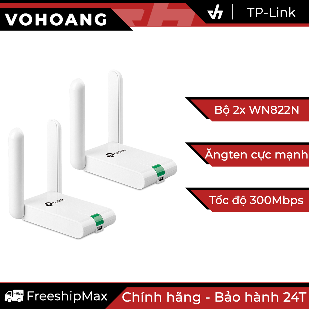 Bộ 2 USB thu sóng Wifi TP-Link 822N (Trắng)