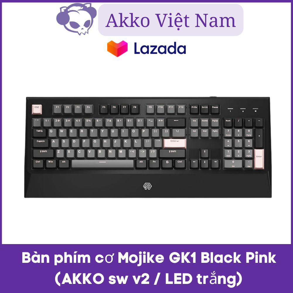 Bàn phím cơ Mojike GK1 Black Pink (AKKO sw v2 / LED trắng)