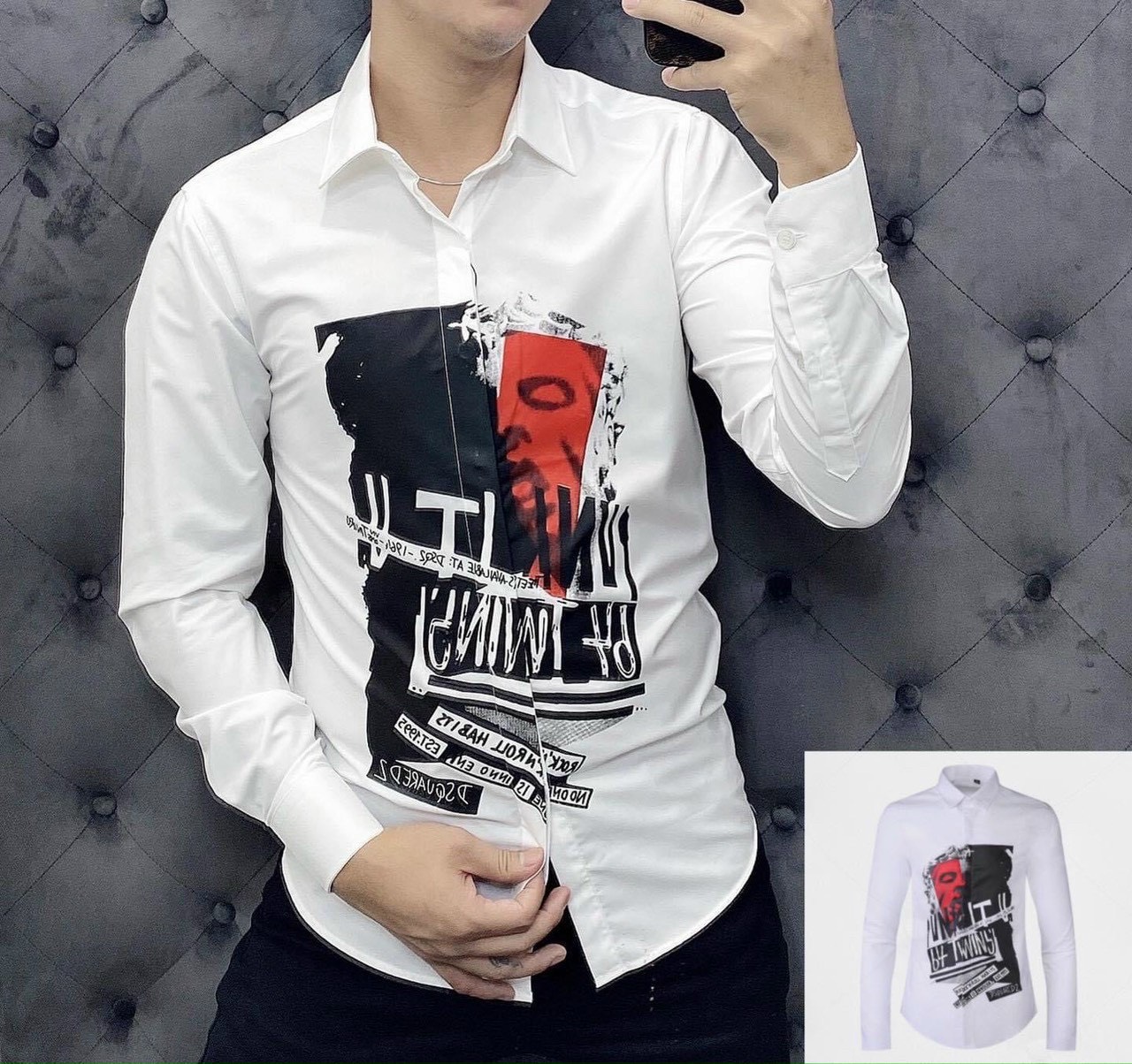 [Hoàn Tiền 15%] [HCM]Áo sơ mi nam phối chữ cao cấp ( Tặng khẩu trang)