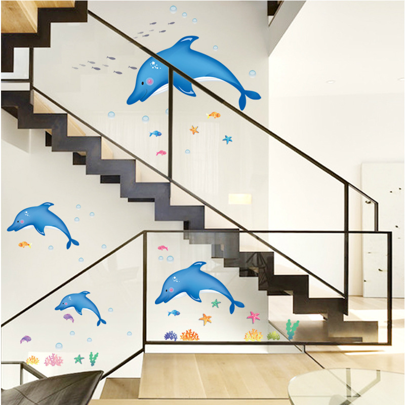 Decal dán tường Gia đình cá heo Sticker Tranh Dán Tường - HPMAY9168-Decal dán tường con vật, Decal dán tường cho bé