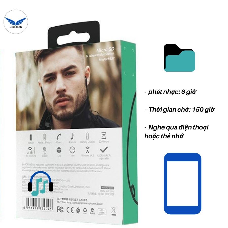 Tai Nghe Bluetooth Borofone BE27 Kiểu Dáng Thể Thao, Tai Nghe Bluetooth chính hãng âm thanh siêu chuẩn BLUETECH