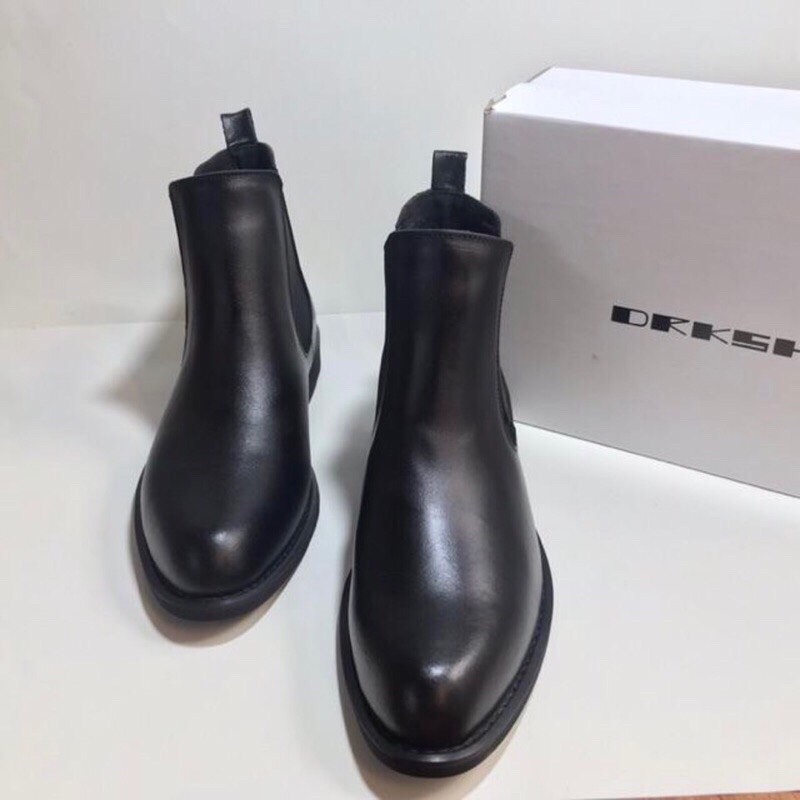 Giày Boots cổ cao, boots chelsea da bò trơn