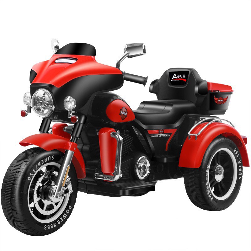 Xe máy mô tô điện 3 bánh ABM 5288 dáng thể thao cảnh sát đồ chơi cho bé