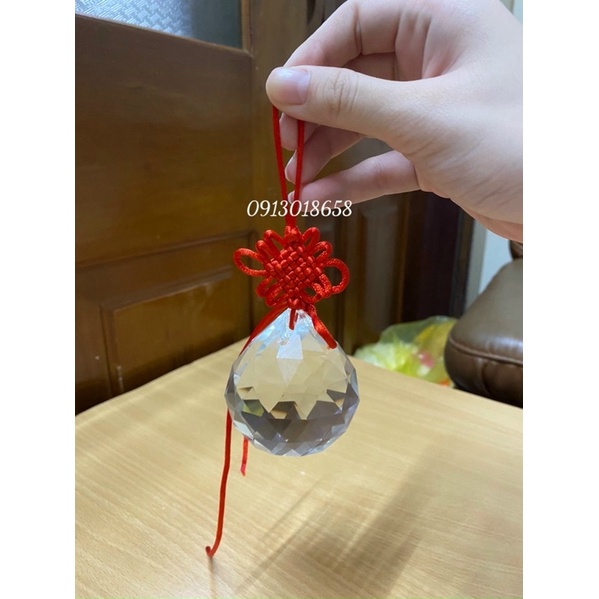 Cầu Treo quả cầu Thuỷ Tinh thạch anh Phong Thuỷ Vát Cạnh cầu thuỷ tinh phong thuỷ size , 5cm , 6cm ,7cm.