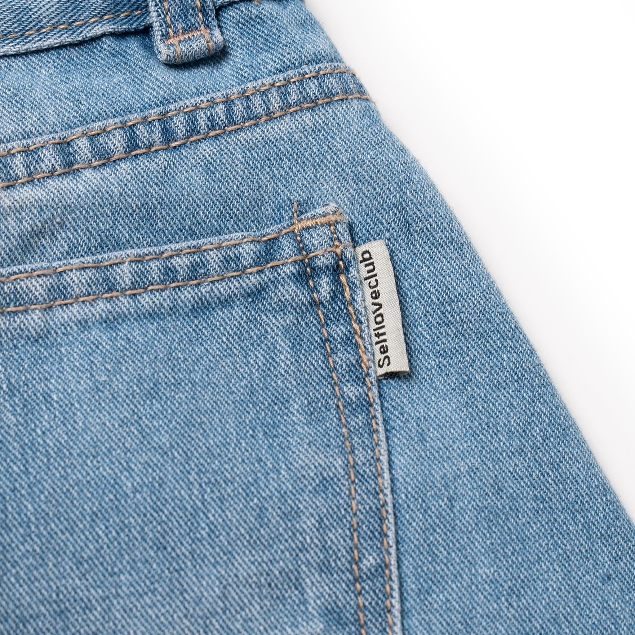 Chân váy denim washed SLC - form dài ngang gối