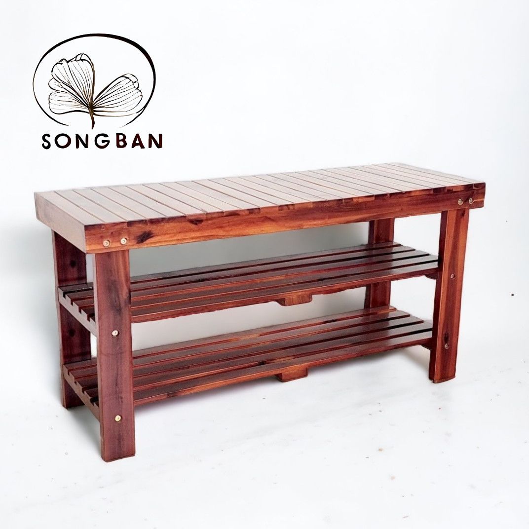 Ghế gỗ băng dài 88cm, kệ giày dép kèm ghế ngồi, kệ gỗ đa năng - hàng vn xuất khẩu
