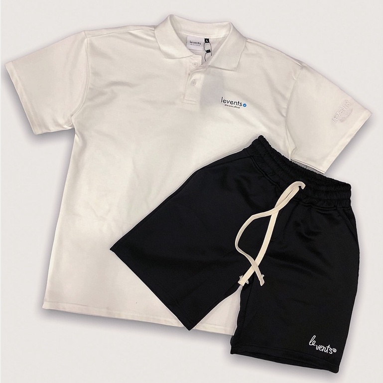 [ẢNH THẬT] Áo Polo Tay Lỡ Cổ Bẻ LEVENTS Basic Đen Trắng Unisex