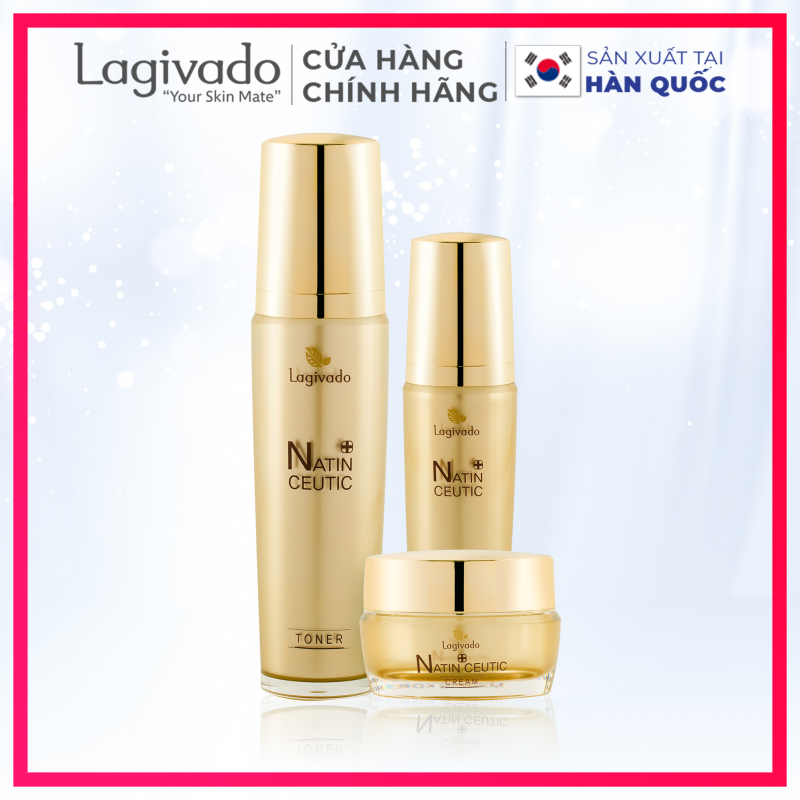 Bộ sản phẩm chăm sóc da mặt cao cấp HÀN QUỐC LAGIVADO dưỡng trẻ hóa da, giảm nám, tàn nhang NATIN CEUTIC (Toner 120ml + Serum 50 ml + Cream 50 g) giá rẻ