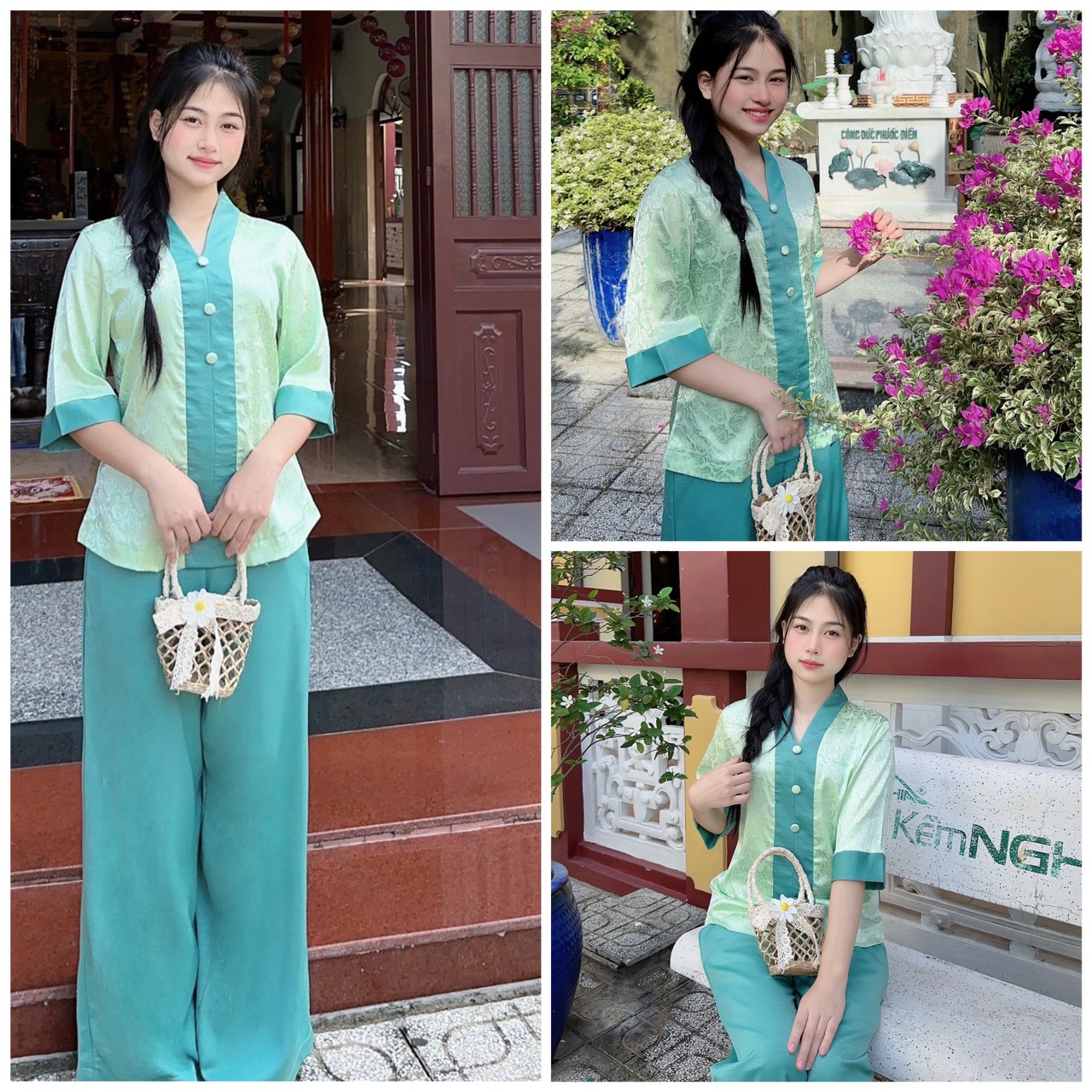 Đồ lam đi chùa #bà ba lai vải gấm# quần áo nữ
