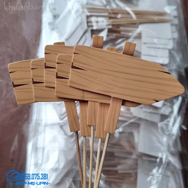 Phụ kiện sinh nhật thẻ cắm happy vân gỗ