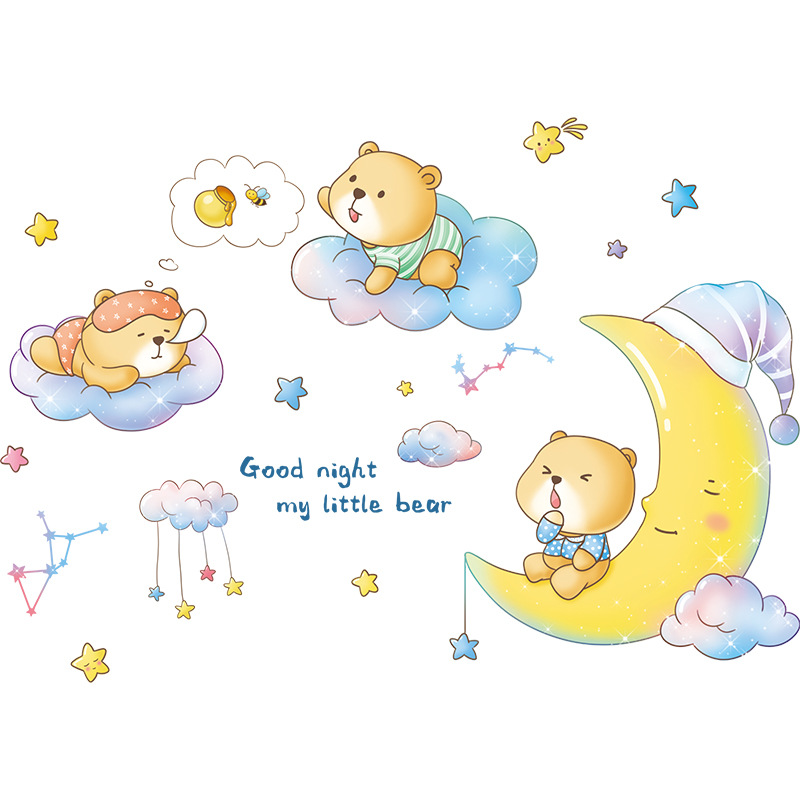 Decal dán tường gấu cung trăng QR9528