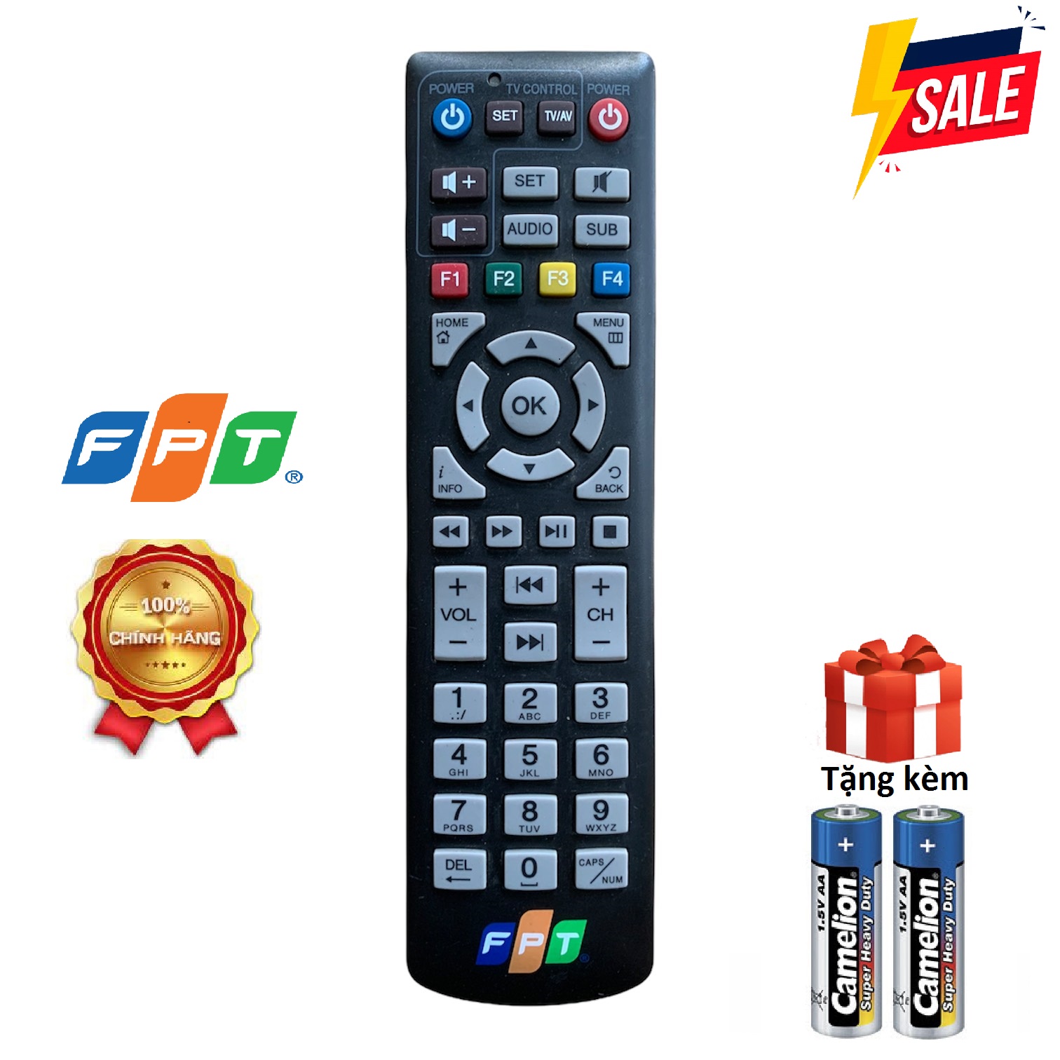 Điều khiển đầu thu fpt chính hãng theo máy, độ mới: 90 - 95%, remote đầu thu fpt
