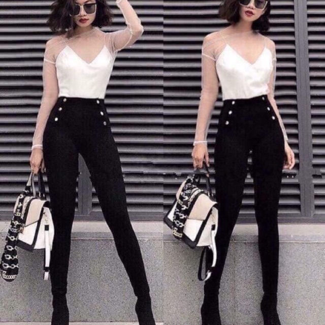 Quần legging Cạp Cao 6 Cúc