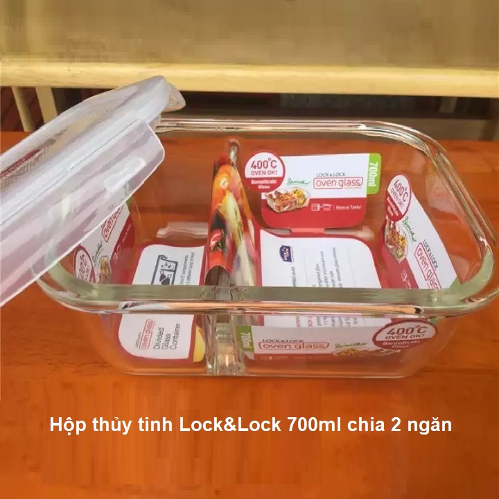 Hộp thủy tinh lock&lock 2 ngăn - hộp thủy tinh
