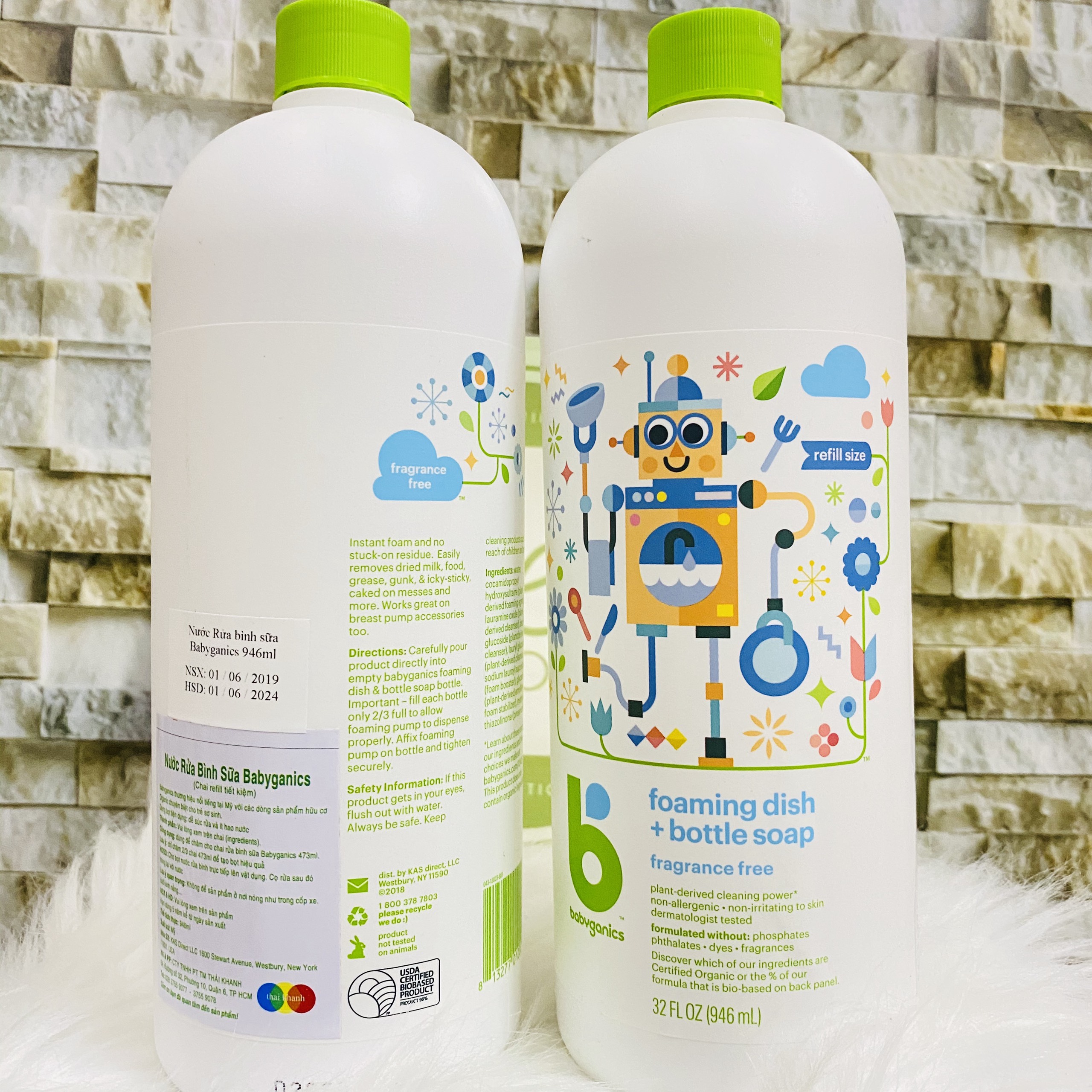 Nước rửa bình sữa Babyganics 946ml refil