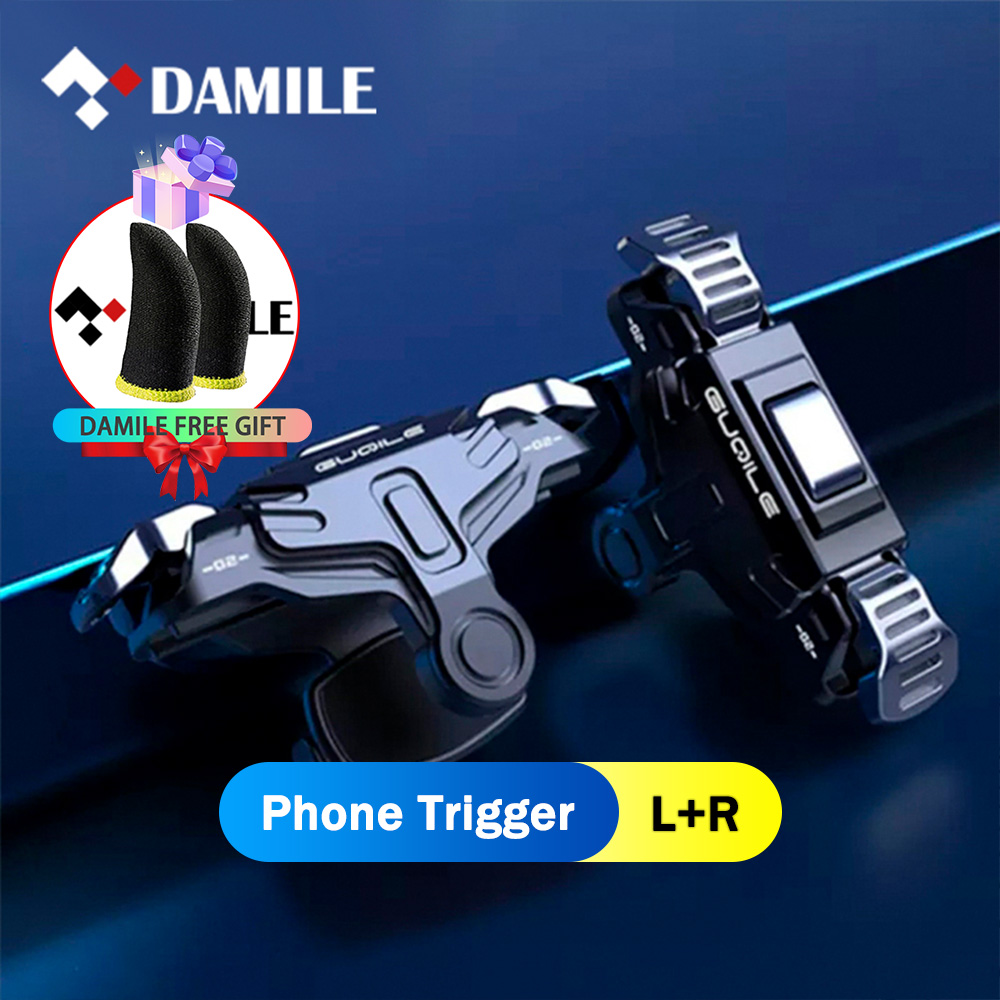 [Matel Nâng Cấp] DAMILE Cần Điều Khiển Kích Hoạt Chơi Game Di Động Cho Tay Cầm Chơi Game PUBG Mobile Nút Bắn Bộ Điều Khiển Trò Chơi Di Động Vật Lý L1R1 Nút Nhắm Tay Cầm Chơi Game PUBG Fortnite Rules Of Survival GT02