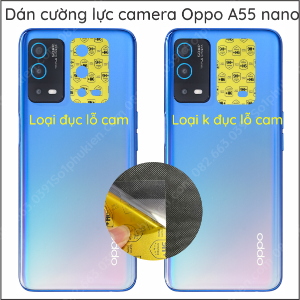 Dán cường lực camera Oppo A55 4G 5G  nano, chống bể bảo vệ cam
