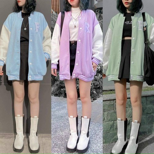 Áo Khoác Cardigan In Logo Thêu Chữ R Phối Tay Trắng Siêu Xinh ROSS FASHION