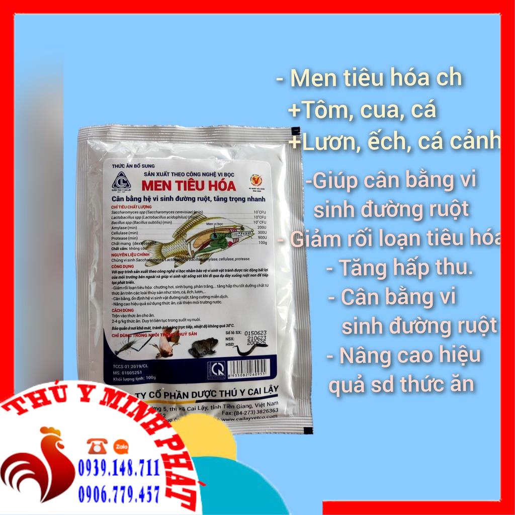 Men tiêu hóa cho cá, men tiêu hóa cho ốc, ếch , lươn gói 100g