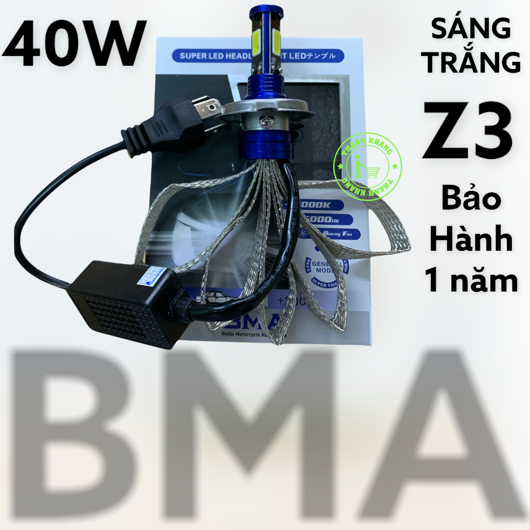 Đèn pha led 3 tim BMA-DPL-Z3 H4 chính hãng siêu sáng bảo hành 1 năm gắn pha xe máy Thanh Khang