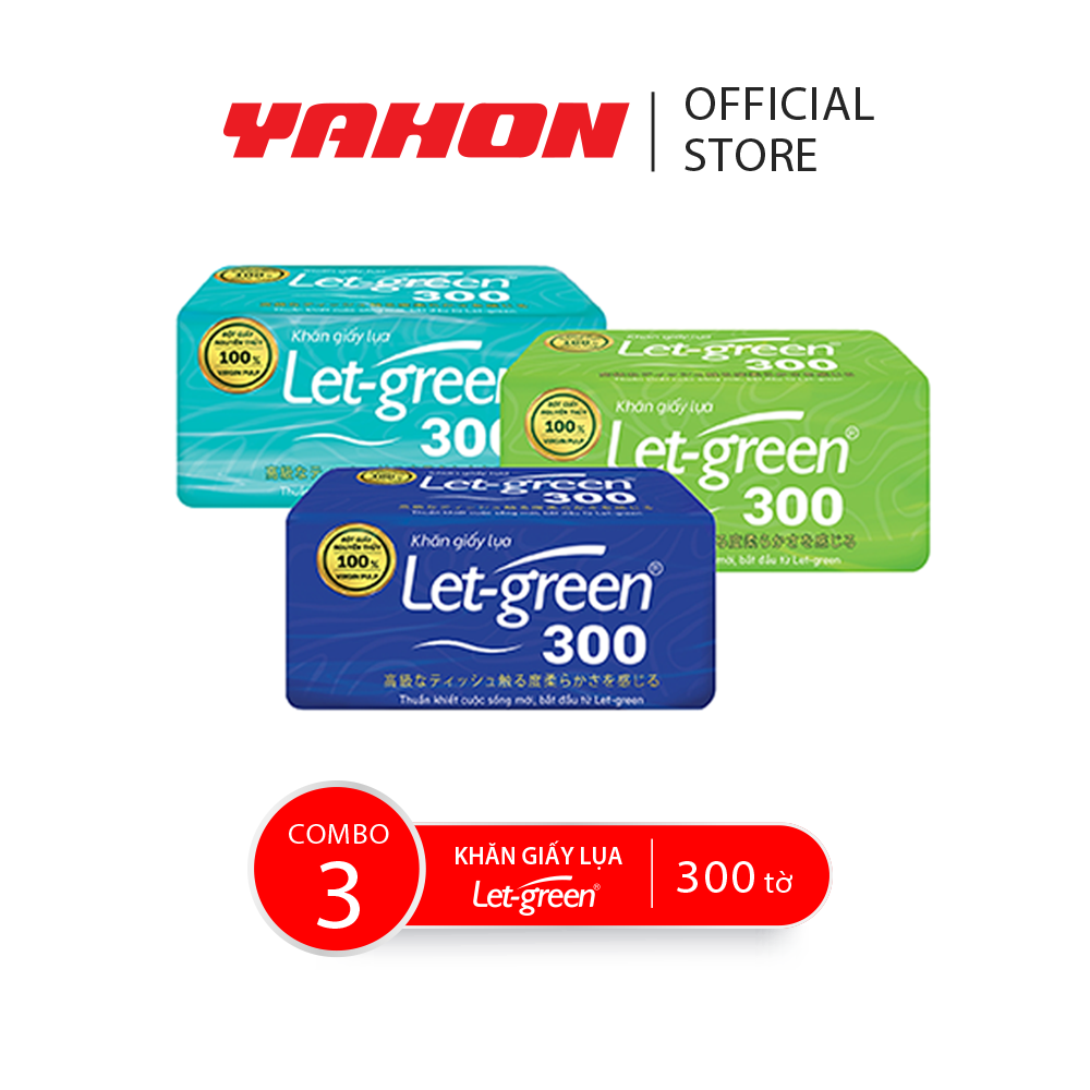 Combo 3 Bao Khăn Giấy Lụa LET-GREEN, 300 Tờ/Bao