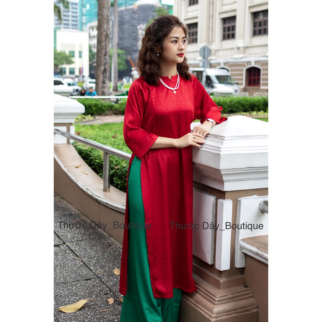 SET ÁO DÀI GẤM LỤA KIỂU TRUYỀN THỐNG