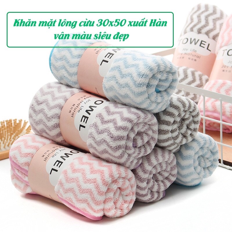 [ComBo] 2 Khăn Mặt Kẻ Hàn Quốc, Mềm Mịn. ĐTVMM