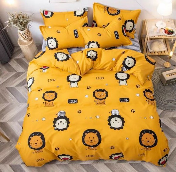Bộ ga và 2 vỏ gối Cotton Poly Mẫu ĐÀO CAM