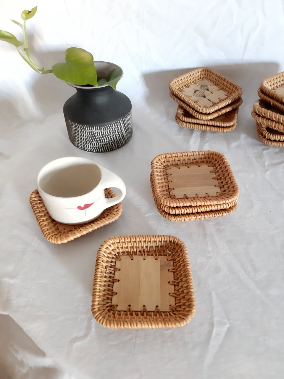Bamboo - rattan coaster - round/ square d10
