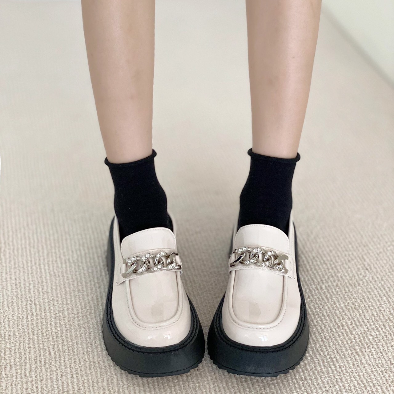 Giày Đốc Xích Nữ Da Bóng Chất Đẹp Chuẩn Xịn