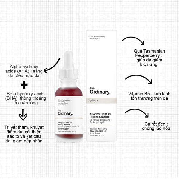 [Bill US] Tẩy tế bào chết AHA 30% + BHA 2% Peeling Solution 30ml - serum peel da The Ordinary