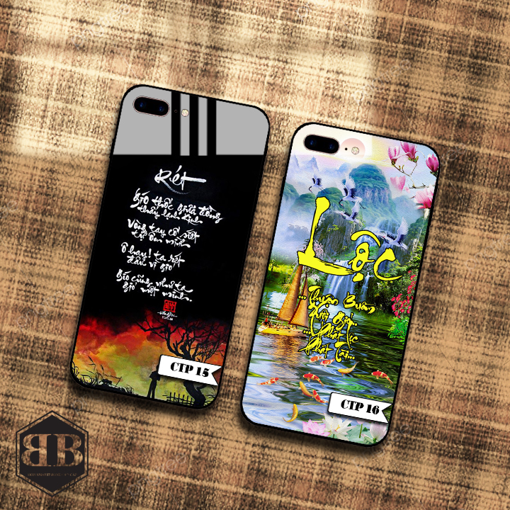 Ốp lưng kính cường lực iphone 7 plus / iphone 8 plus hình thư pháp