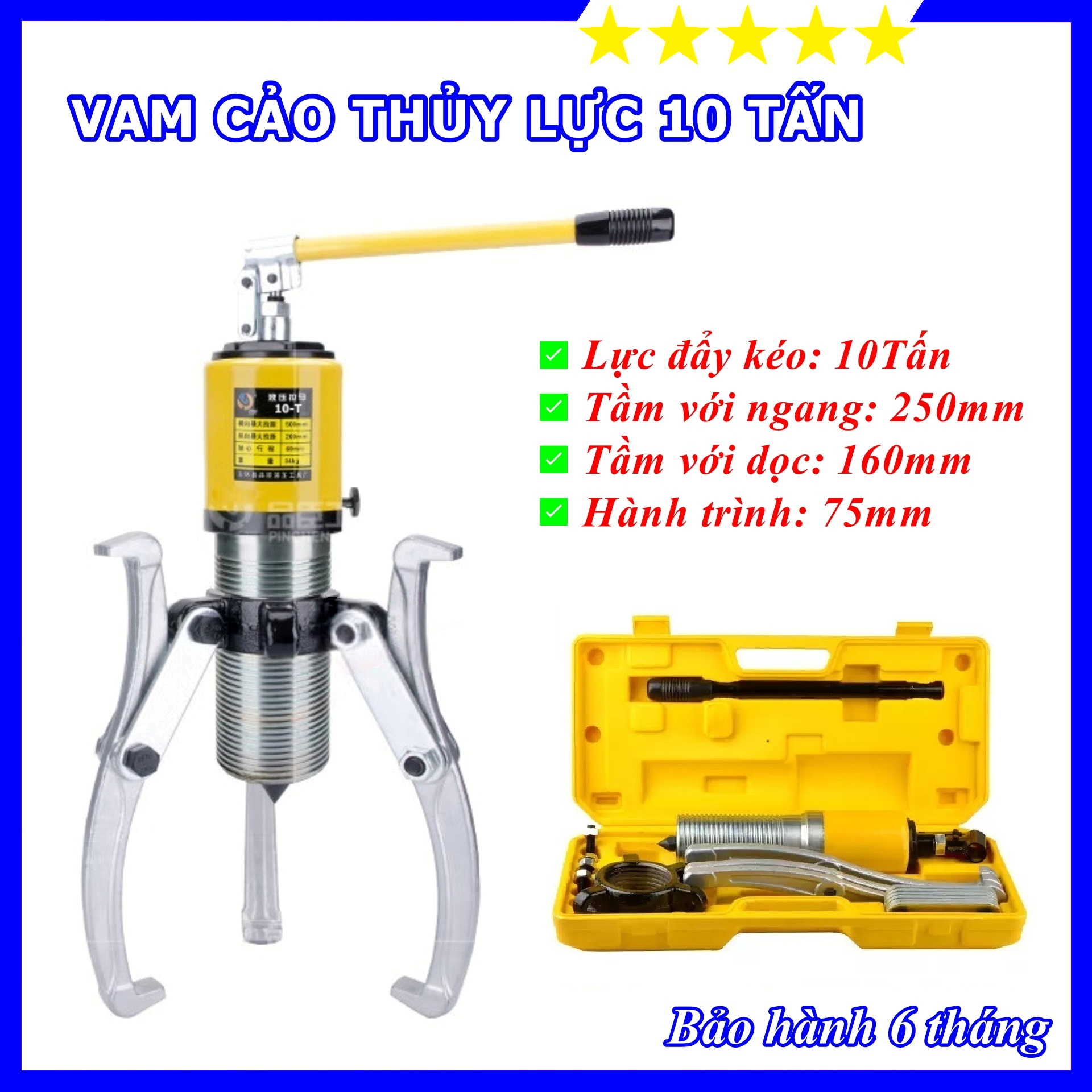 Cảo thủy lực - vam cảo vòng bi thủy lực 10 tấn zyl10 - tự định tâm, tích hợp sẵn bơm tay - hàng nội địa cao cấp - bảo hành toàn quốc 6 tháng