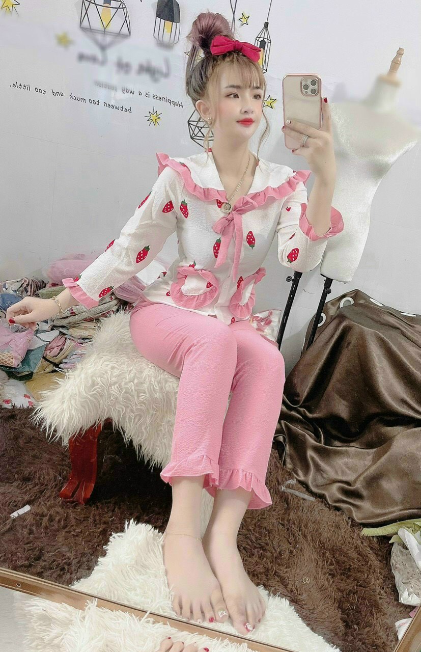 Sét bộ pizama trái tim tiểu thư-TH#setbonu