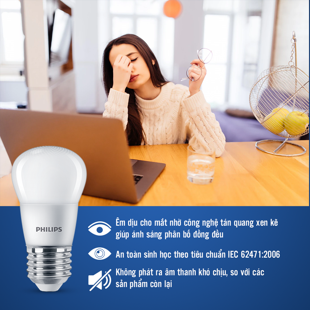 Bóng đèn Philips LED Bulb P45 bảo vệ mắt Công suất (3W, 4W)(01 bóng)