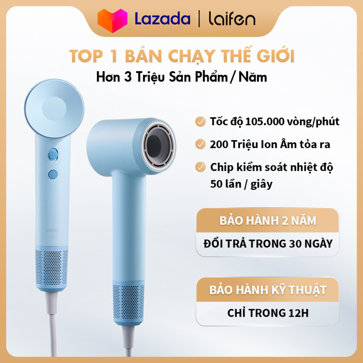 Máy sấy tóc ion âm tốc độ cao Laifen - phiên bản SE