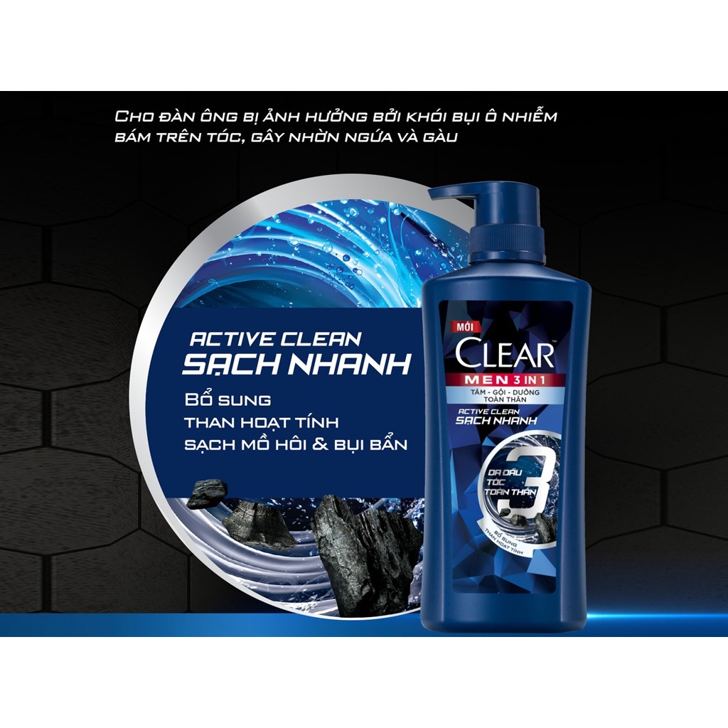 Dầu gội đầu Clear Men chai 630g