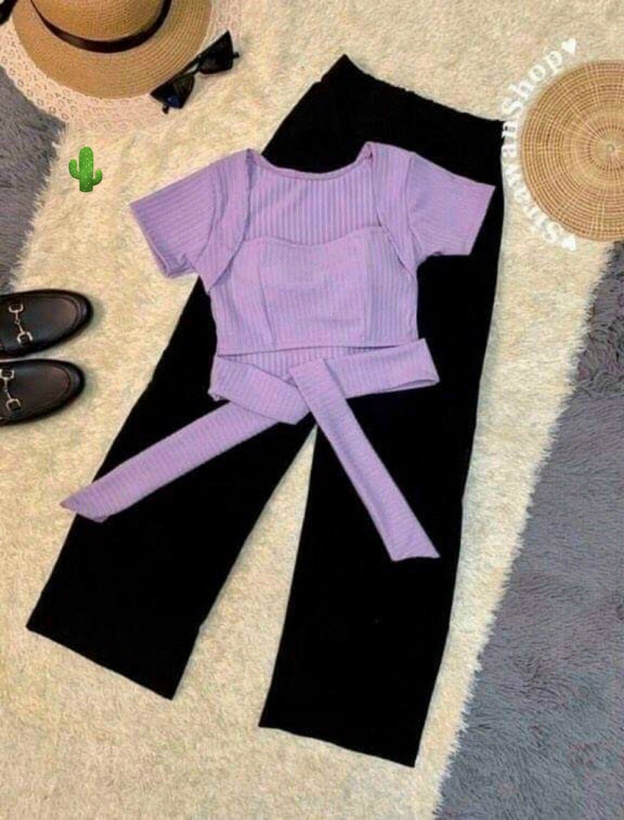 ÁO THUN NỮ ÁO THUN NỮ CROPTOP CỔ VUÔNG ÁO THUN TAY NGẮN ÁO THUN CỘT DÂY NƠ EO FORM 45KG
