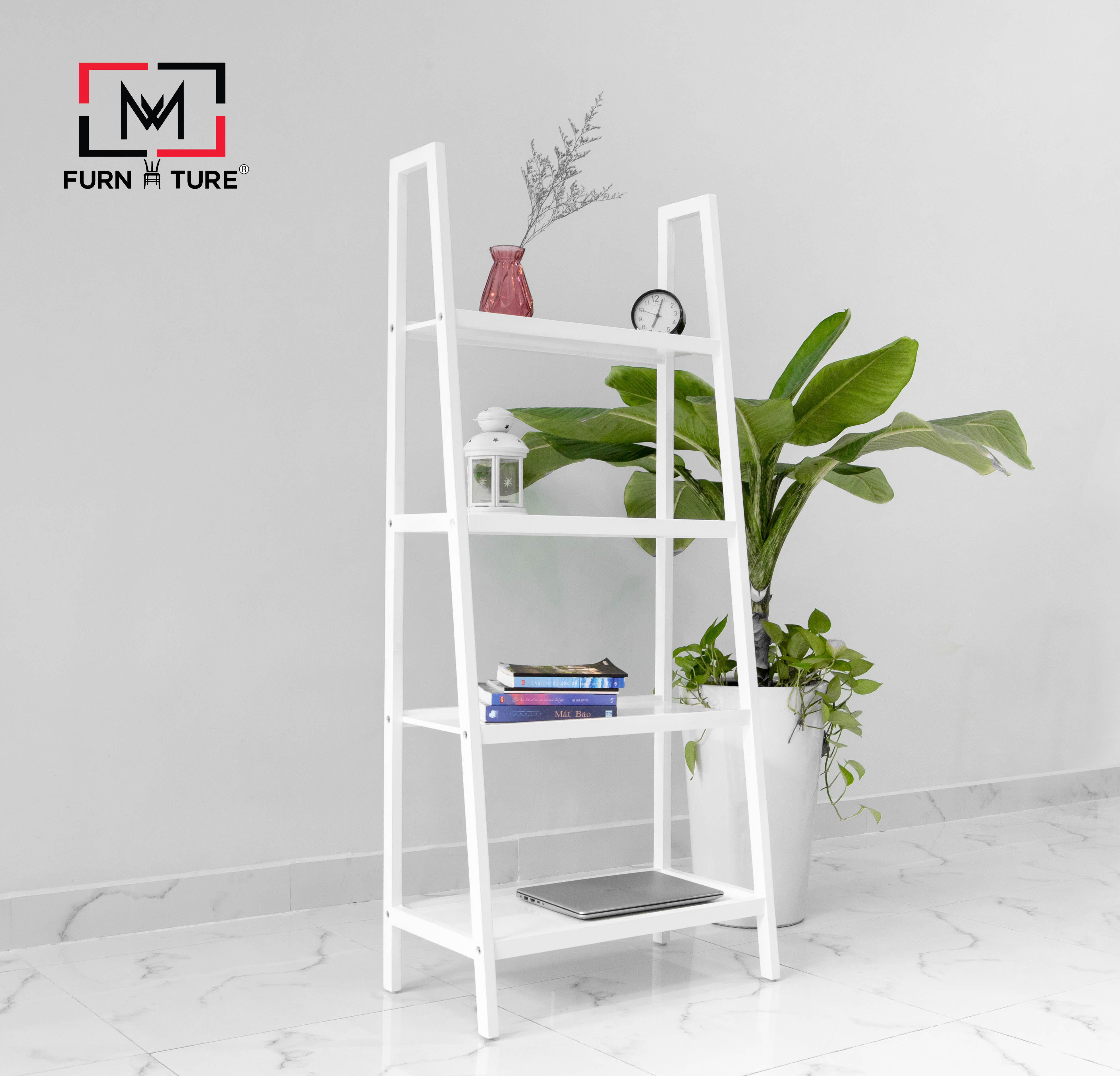 [HCM]KỆ SÁCH HÀN QUỐC 4 TẦNG MÀU FULL TRẮNG - A BOOKSHELF 4F WHITE