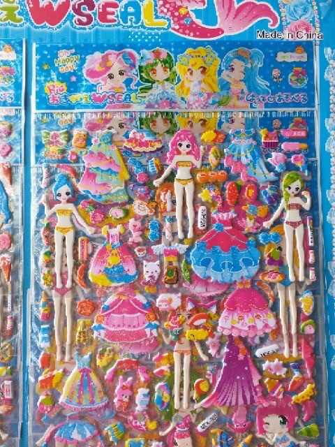 Vỉ hình dán gồm 18 bộ Sticker dán nổi 3D nhiều hình